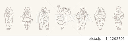 Joyful People Characters Enjoying Food And Drink Hand Drawn Doodle Vector Illustration Joyful People Characters Enjoying Food And Drink Hand Drawn Doodle Vector Illustration 141202703