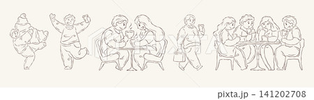 Charming Plus Size People Socializing In A Cozy Cafe Scene Vector Illustration Charming Plus Size People Socializing In A Cozy Cafe Scene Vector Illustration 141202708