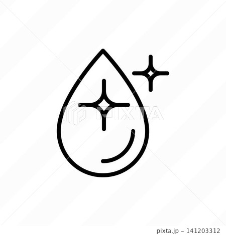 Clean water, shine water drop thin line icon. Purified water. Vector illustration. 141203312