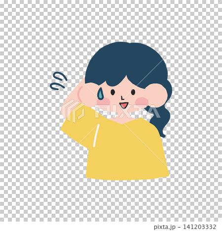 バツが悪そうな女性イラスト素材 バツが悪そうな女性イラスト素材 141203332