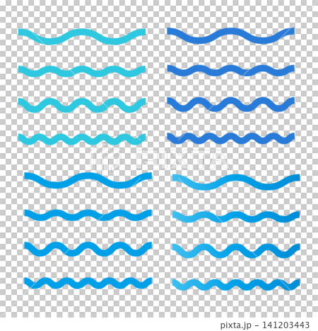 Simple hand-drawn style wave line set (wavy lines, decorative lines, blue tones) Simple hand-drawn style wave line set (wavy lines, decorative lines, blue tones) 141203443