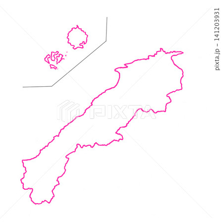 島根県 白地図 赤色枠線 島根県 白地図 赤色枠線 141203931