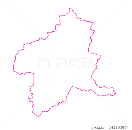 群馬県 白地図 赤色枠線 群馬県 白地図 赤色枠線 141203994
