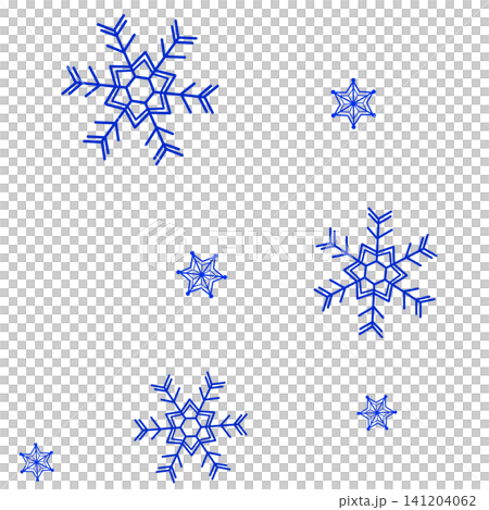 青色の二種類の雪の結晶のイラスト 青色の二種類の雪の結晶のイラスト 141204062