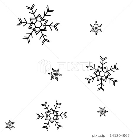 黒色の二種類の雪の結晶のイラスト 黒色の二種類の雪の結晶のイラスト 141204065