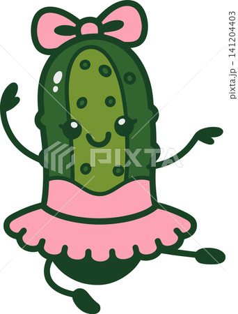 Cute Dancing Pickle Cartoon Illustration Cute Dancing Pickle Cartoon Illustration 141204403