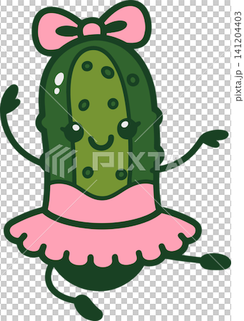 Cute Dancing Pickle Cartoon Illustration Cute Dancing Pickle Cartoon Illustration 141204403