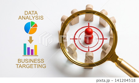 Business marketing strategy concept with target audience selection with symbolizing target marketing analysis Business marketing strategy concept with target audience selection with symbolizing target marketing analysis 141204518