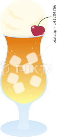 オレンジクリームソーダのベクターイラスト|レトロ喫茶風のフロートドリンク オレンジクリームソーダのベクターイラスト|レトロ喫茶風のフロートドリンク 141204766