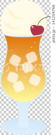 オレンジクリームソーダのベクターイラスト|レトロ喫茶風のフロートドリンク オレンジクリームソーダのベクターイラスト|レトロ喫茶風のフロートドリンク 141204766