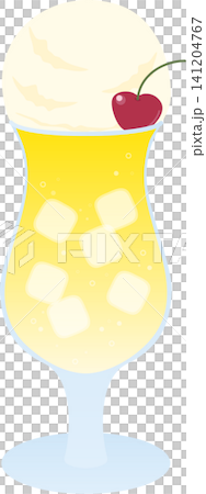 黃色奶油蘇打水向量插圖 | 復古咖啡館風格漂浮飲料 黃色奶油蘇打水向量插圖 | 復古咖啡館風格漂浮飲料 141204767