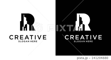 Initial letter R with building vector logo design Initial letter R with building vector logo design 141204880