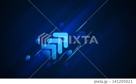 A minimalist background with glowing Arrows in Light blue highlights forward direction, corporate growth, and financial success. Ideal for Finance, business, and marketing visuals. 141205021