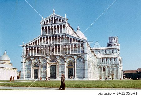 Pisa Cathedral with Leaning Tower in background, 1970s Pisa Cathedral with Leaning Tower in background, 1970s 141205341