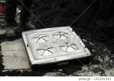 metal castings inside the factory metal castings inside the factory 141205381