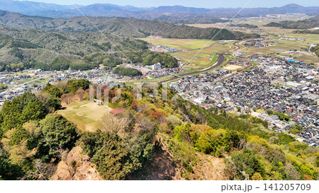 但馬国 豊岡市出石 有子山城 空撮 但馬国 豊岡市出石 有子山城 空撮 141205709
