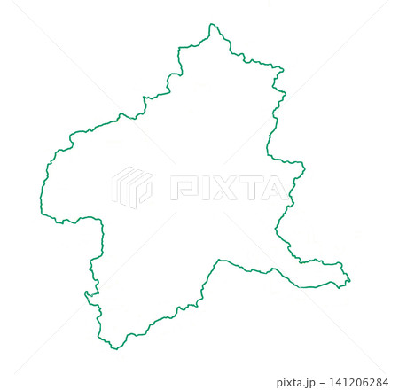 群馬県 白地図 緑色枠線 群馬県 白地図 緑色枠線 141206284