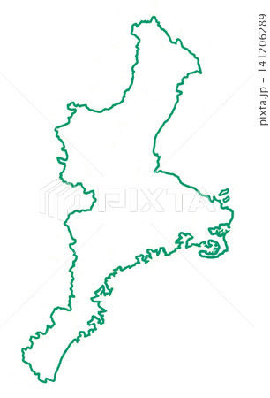 三重県　  白地図　緑色枠線 141206289