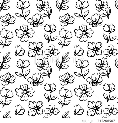 Vector floral hand drawn seamless pattern. Repeating background, digital paper for fabric, textile, scrapbook, wallpaper design Vector floral hand drawn seamless pattern. Repeating background, digital paper for fabric, textile, scrapbook, wallpaper design 141206507