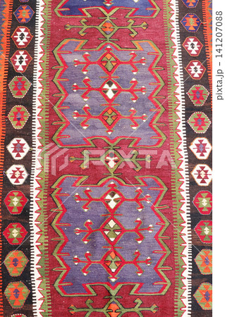 wool woven old antique Turkish rug wool woven old antique Turkish rug 141207088