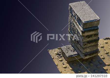 Street paving slabs folded by side.Repair construction road 141207310
