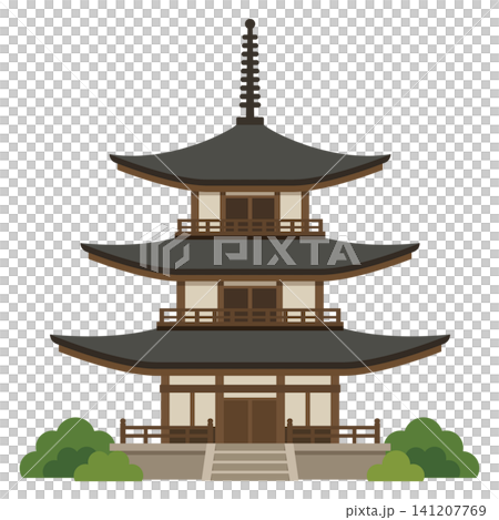 三層寶塔的插圖 三層寶塔的插圖 141207769