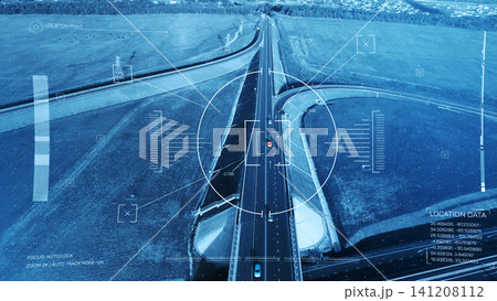 Surveillance system tracking vehicles on a highway in a rural area during the day Surveillance system tracking vehicles on a highway in a rural area during the day 141208112