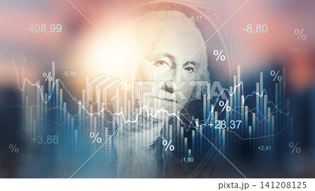 Chart shows money trends during a recession with values and percentage changes displayed Chart shows money trends during a recession with values and percentage changes displayed 141208125