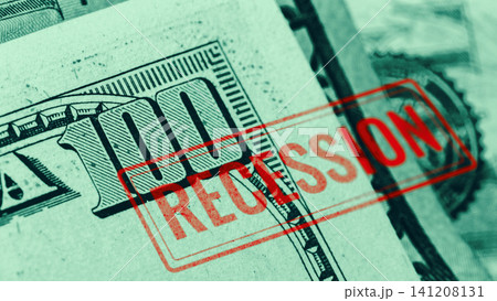 Chart shows money with recession label on a hundred dollar bill Chart shows money with recession label on a hundred dollar bill 141208131