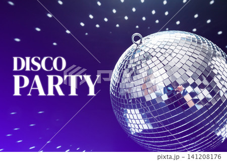 Birthday party celebration with disco theme and mirror ball light decoration in evening Birthday party celebration with disco theme and mirror ball light decoration in evening 141208176
