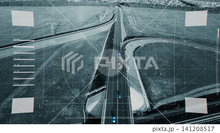 Surveillance of highway with facial recognition technology in use for monitoring traffic Surveillance of highway with facial recognition technology in use for monitoring traffic 141208517