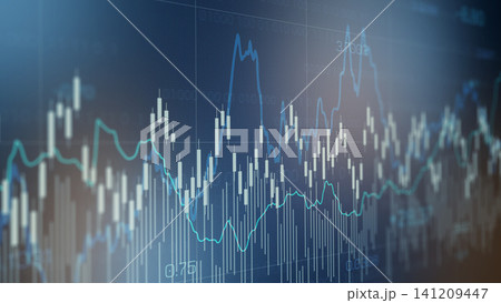 Traders analyze market data on charts during trading hours in a financial office 141209447