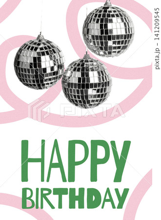 Celebrate happy birthday with party decorations and disco balls in a cheerful setting 141209545