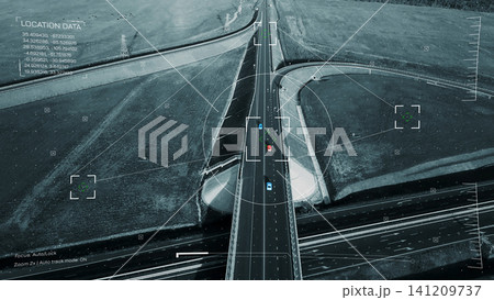 Facial recognition technology tracks vehicles on busy road during daytime Facial recognition technology tracks vehicles on busy road during daytime 141209737