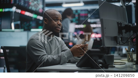 Anxious Investor Discussing Major Financial Loss in Desperation 141209850