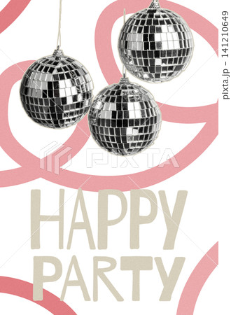 Happy birthday celebration with disco balls and colorful background in festive setting Happy birthday celebration with disco balls and colorful background in festive setting 141210649