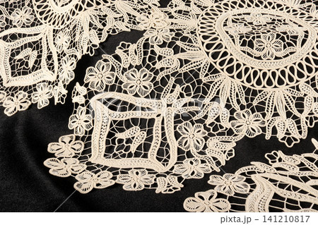 decorative lace on black background decorative lace on black background 141210817