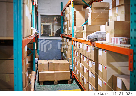 Stock, product and factory for ecommerce, delivery and logistics for retail, shipping and package. Supply chain, warehouse or industry with boxes and manufacturing for store, service and storage Stock, product and factory for ecommerce, delivery and logistics for retail, shipping and package. Supply chain, warehouse or industry with boxes and manufacturing for store, service and storage 141211528