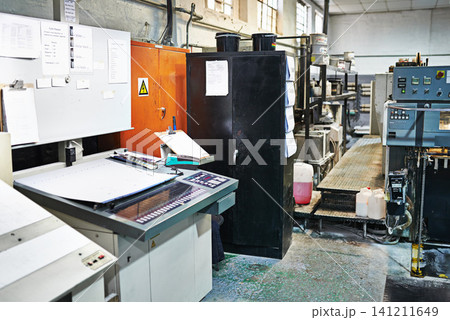 Plant, production and printing with cmyk for paper in industry with supplier. Warehouse, office and press with color in factory with manufacturing, career and publication with automated system Plant, production and printing with cmyk for paper in industry with supplier. Warehouse, office and press with color in factory with manufacturing, career and publication with automated system 141211649