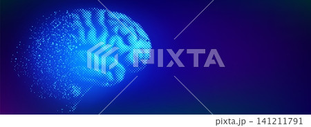 Halftone neon human brain, ai abstract background Halftone neon human brain, ai abstract background 141211791