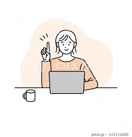 パソコンで作業をする微笑む女性イメージ パソコンで作業をする微笑む女性イメージ 141212085