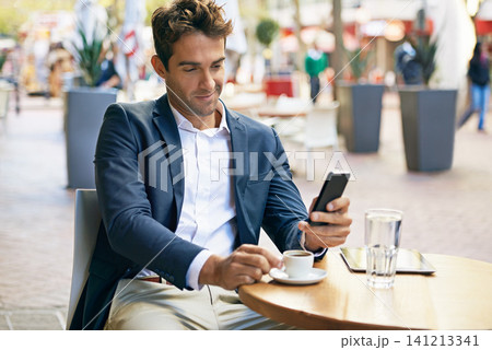 Man, phone or cafe to relax on social media to connect, browse or search on web, blog or mobile app. Businessman, tech or smile to download, update or post meme, gif or ebook as digital entertainment Man, phone or cafe to relax on social media to connect, browse or search on web, blog or mobile app. Businessman, tech or smile to download, update or post meme, gif or ebook as digital entertainment 141213341
