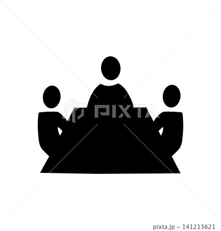 会議室で話し合う3人の人物のシルエットアイコン素材 会議室で話し合う3人の人物のシルエットアイコン素材 141213621