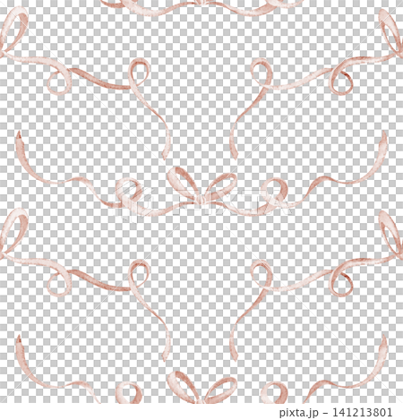Seamless watercolor pattern with pink ribbons. Illustration of seamless background for baby festive decor. Backdrop with pink bows for childish party textile Seamless watercolor pattern with pink ribbons. Illustration of seamless background for baby festive decor. Backdrop with pink bows for childish party textile 141213801
