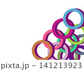 Abstract Colorful Interlocking 3D Circle Rings Corner Border on White Background 141213923