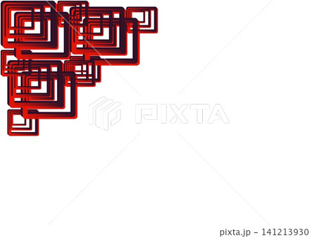 Intricate Layered Red 3D Square Hollow Frames Top Left Corner Border on White Background Intricate Layered Red 3D Square Hollow Frames Top Left Corner Border on White Background 141213930