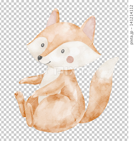 Fox watercolor illustration in soft pastel colors with friendly character style. Art of cute animal for baby shower greeting cards or childish invitations. Clipart for nursery posters Fox watercolor illustration in soft pastel colors with friendly character style. Art of cute animal for baby shower greeting cards or childish invitations. Clipart for nursery posters 141214112