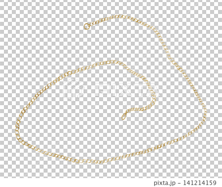 Chain watercolor illustration of gold metal links with flexible form and loop detail. Jewelry element on isolated background for fashion design, branding, accessories, packaging and compositions. Chain watercolor illustration of gold metal links with flexible form and loop detail. Jewelry element on isolated background for fashion design, branding, accessories, packaging and compositions. 141214159