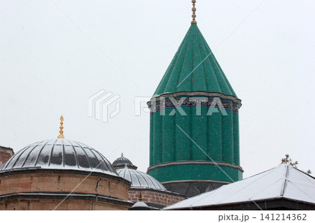 The green dome of the Rumi Tomb in Konya The green dome of the Rumi Tomb in Konya 141214362