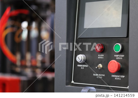 industrial control panel with touchscreen close up 141214559